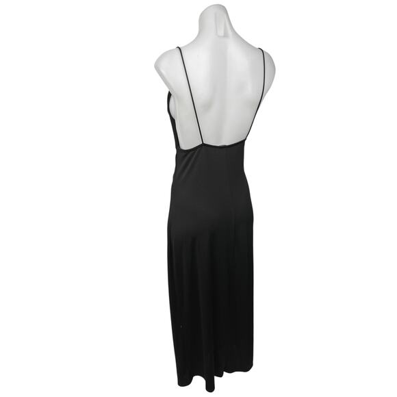 Zara Black Silky Cowl Neck Cami Camisole Midi Backless Tank Slip Dress Size L - Picture 4 of 7